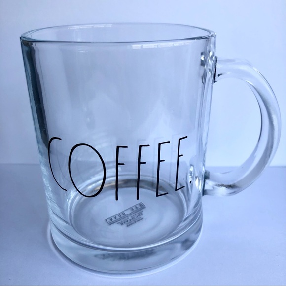Rae Dunn clear glass COFFEE mug 18 0z - Picture 1 of 8